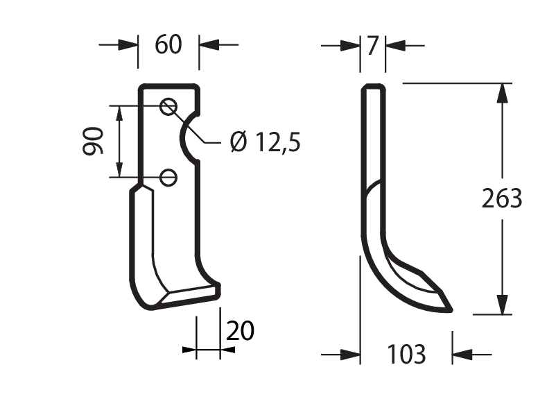 FER02D - 74 75 FRESA CM .90 ARCO ELIC. DESTRA - Zappe