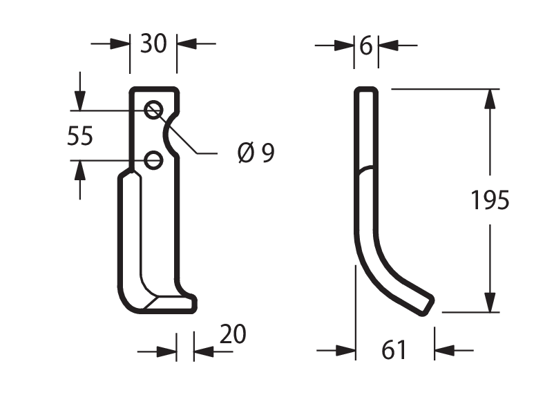 GRI11D - MOTOCOLTIVATORE 126/127 RINFORZATA X 4 ARCO - ELIC. DESTRA - Zappe