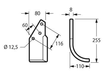PEG02S - TS 3 fori arco SINISTRA - Zappe