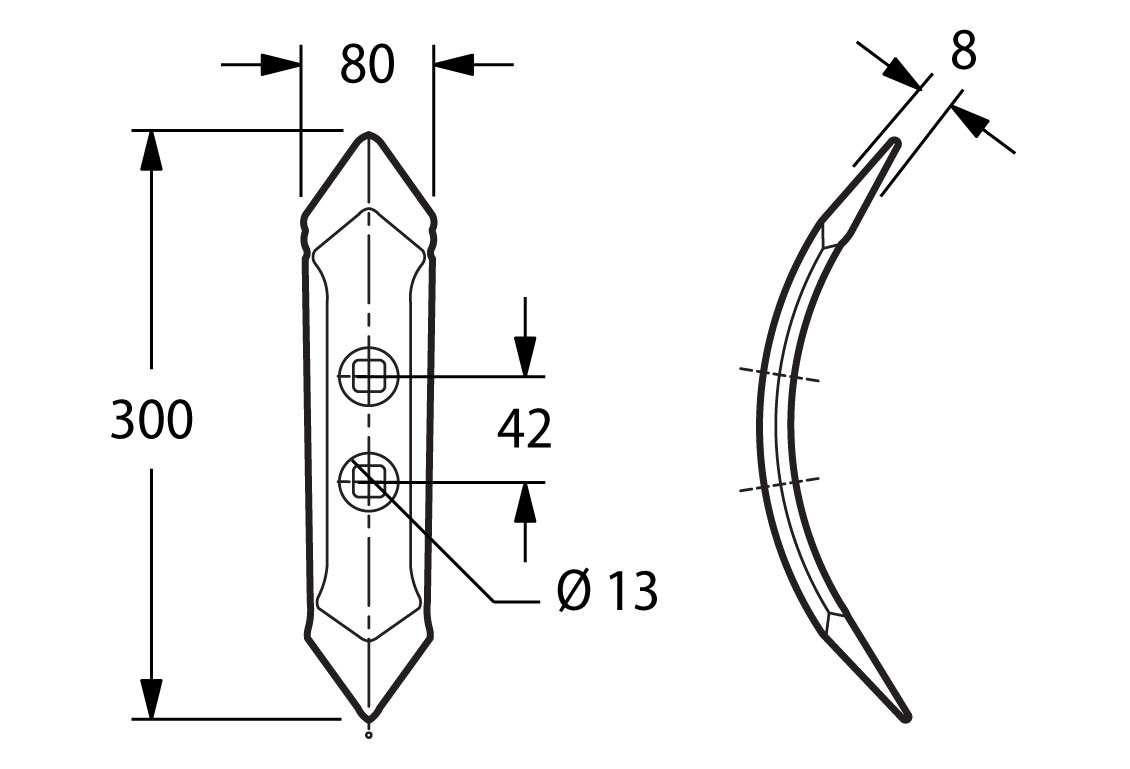 KON02 - Kongskilde soc reversibile 80x8 mm K32