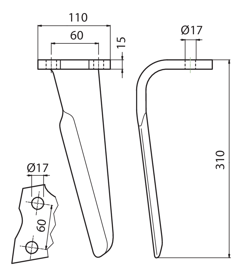 ALP05D - DH 03000 - PESANTE DX - Denti e coltelli per erpici rotanti