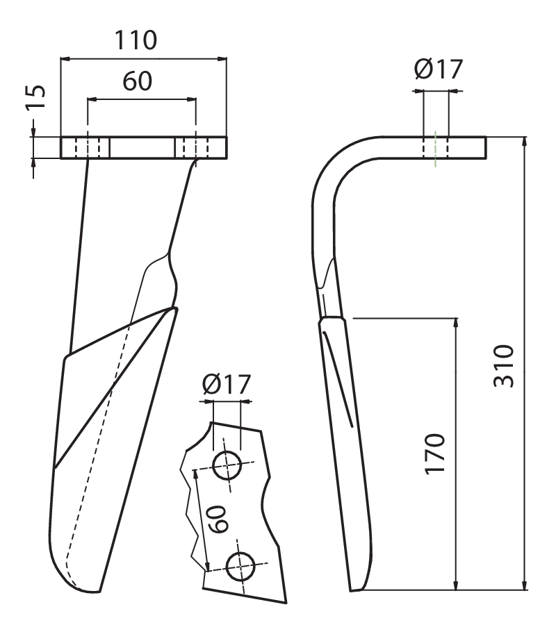 ALP05RS - DH 03000 - CON RIPORTO-PESANTE SX - Denti e coltelli per erpici rotanti