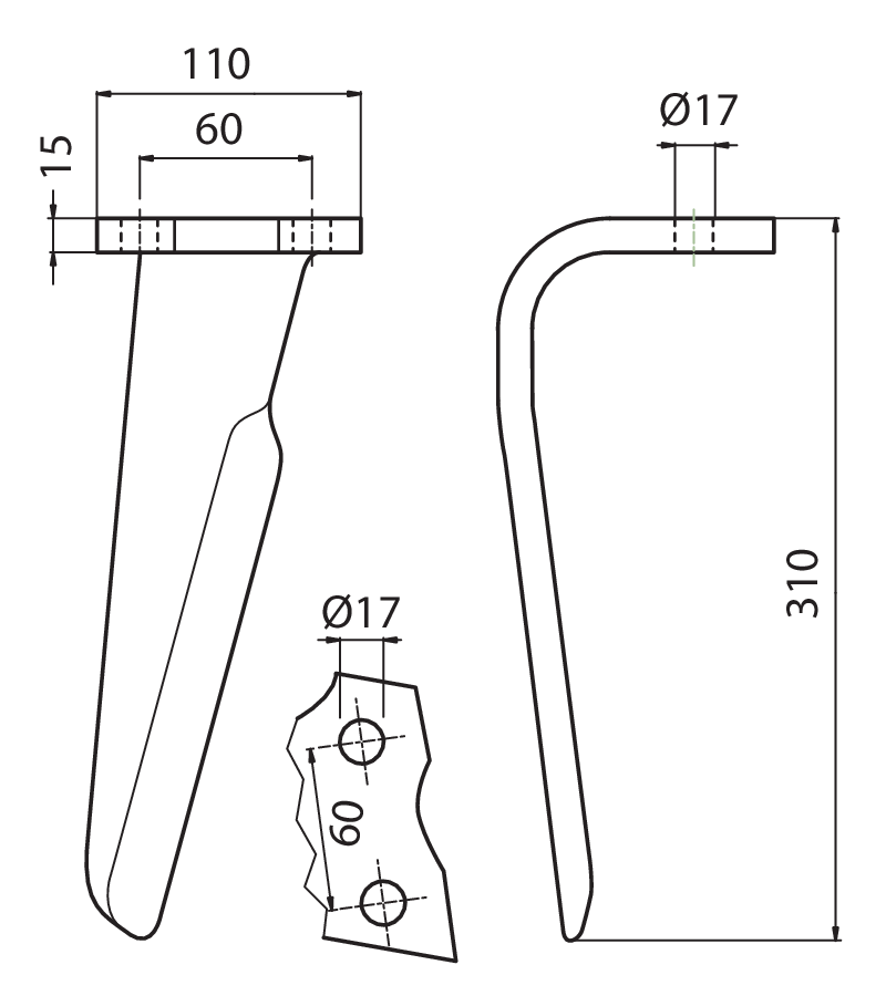 ALP05S - DH 03001- PESANTE SX - Denti e coltelli per erpici rotanti