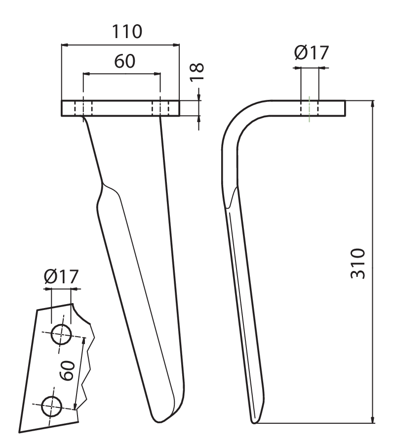 ALP08D - RH-07400 - DX - Denti e coltelli per erpici rotanti