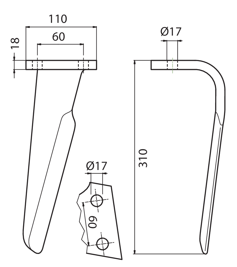 ALP08S - RH-07401 - SX - Denti e coltelli per erpici rotanti