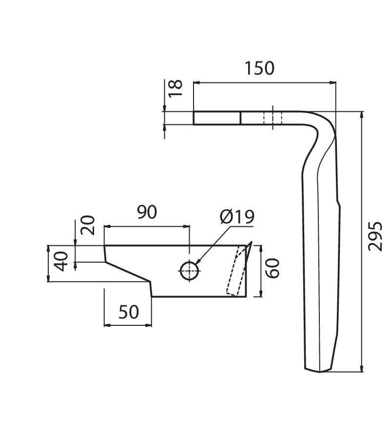 AMA04S - KE PESANTE SX - Denti e coltelli per erpici rotanti