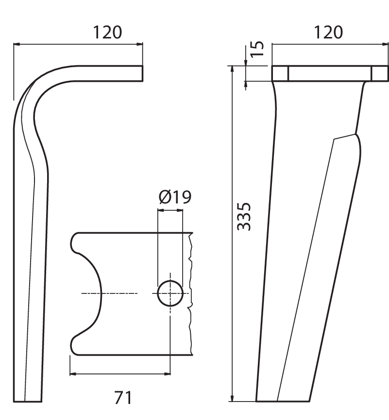 AMA12D - KG/KX DENTE DX - Denti e coltelli per erpici rotanti