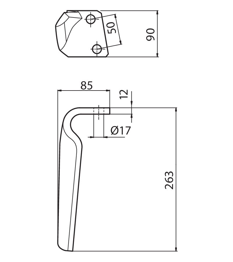 BRE25S - ALPHA - SX - Denti e coltelli per erpici rotanti
