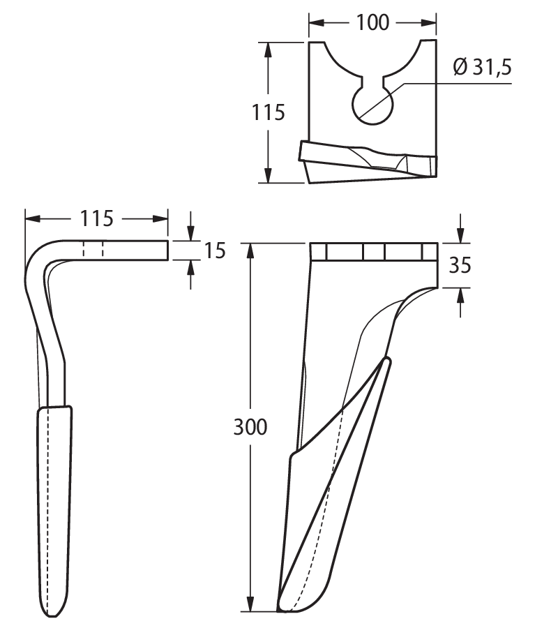 BRE40RS - COLTELLO SUPERFAST SX CON RIPORTO ANTIUSURA - Denti e coltelli per erpici rotanti