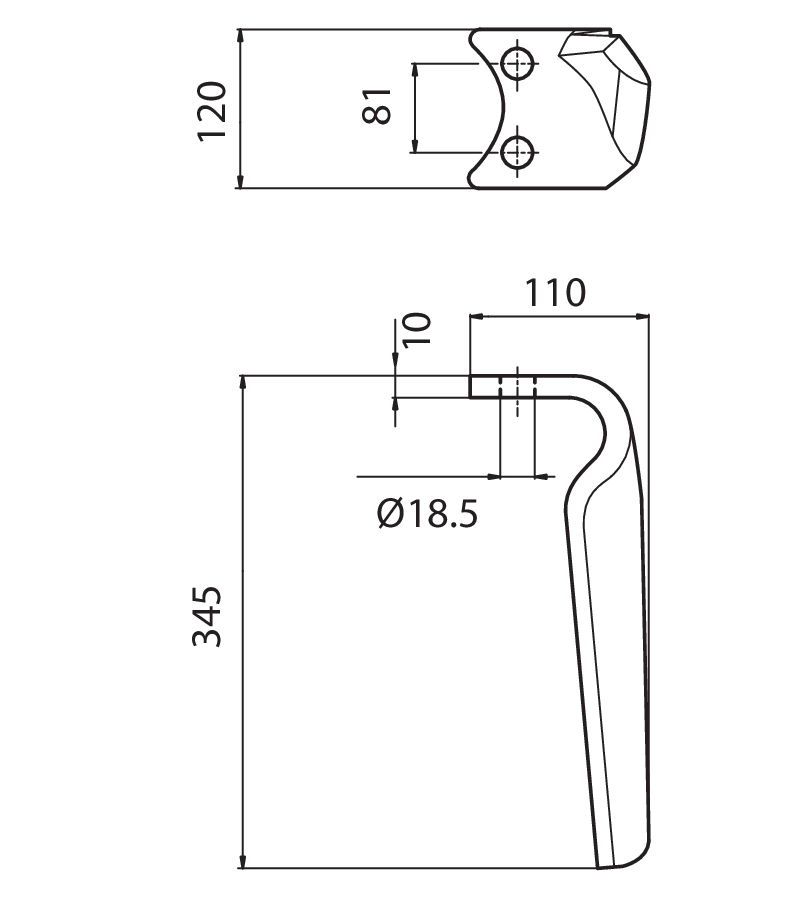 DER03S - KE 30 SX - Denti e coltelli per erpici rotanti