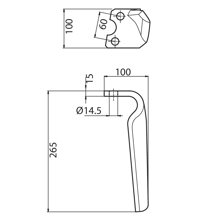 DER107D - HK  DX - Denti e coltelli per erpici rotanti