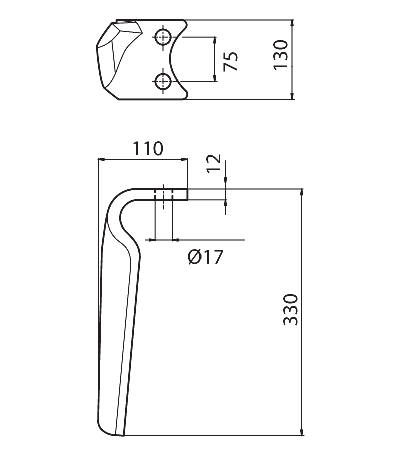DER115D - 68014 DX - Denti e coltelli per erpici rotanti