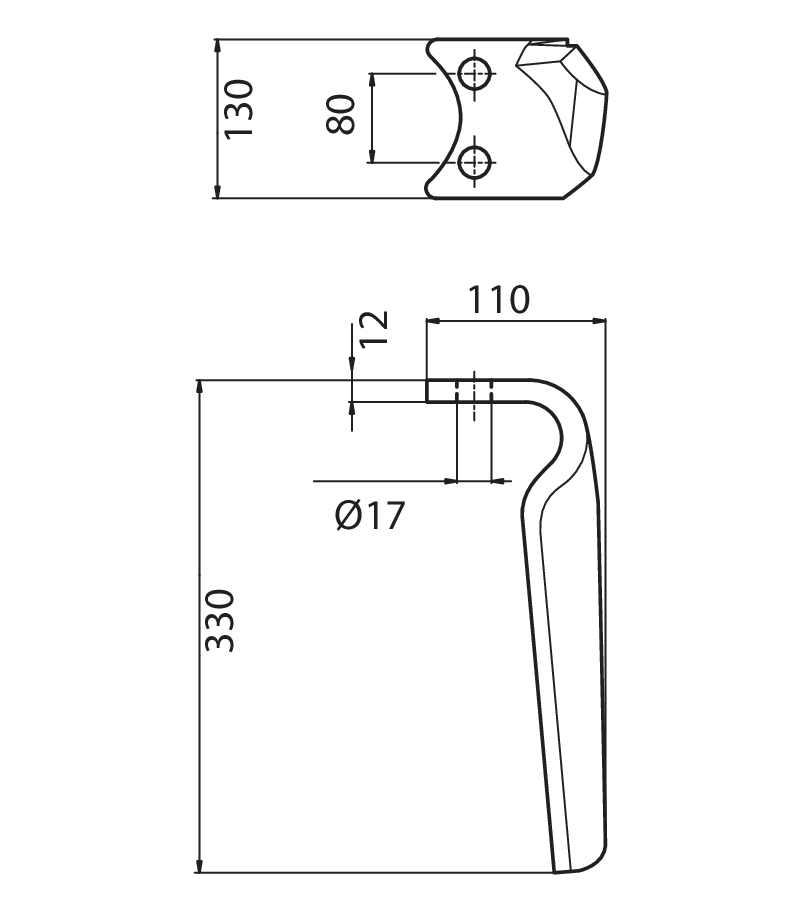 DER115S - 68034 SX - Denti e coltelli per erpici rotanti