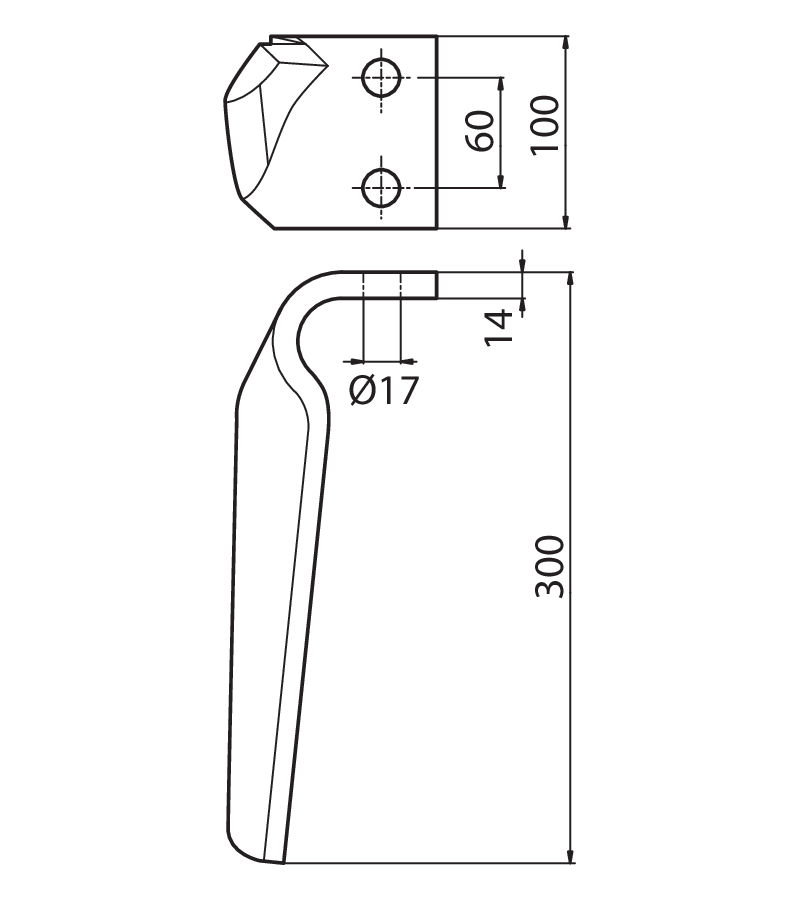 DER117D - DX - Denti e coltelli per erpici rotanti