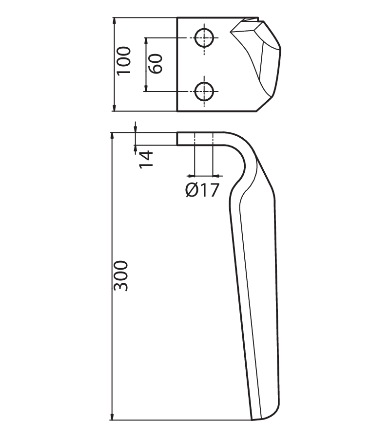 DER117S - SX - Denti e coltelli per erpici rotanti