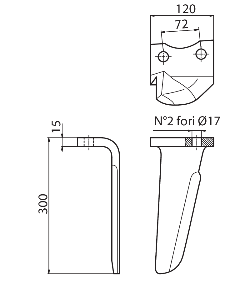 DER120D - DX - Denti e coltelli per erpici rotanti