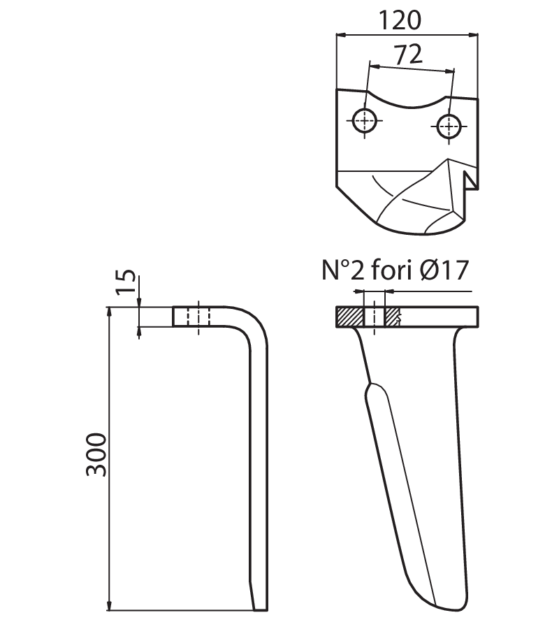 DER120S - SX - Denti e coltelli per erpici rotanti