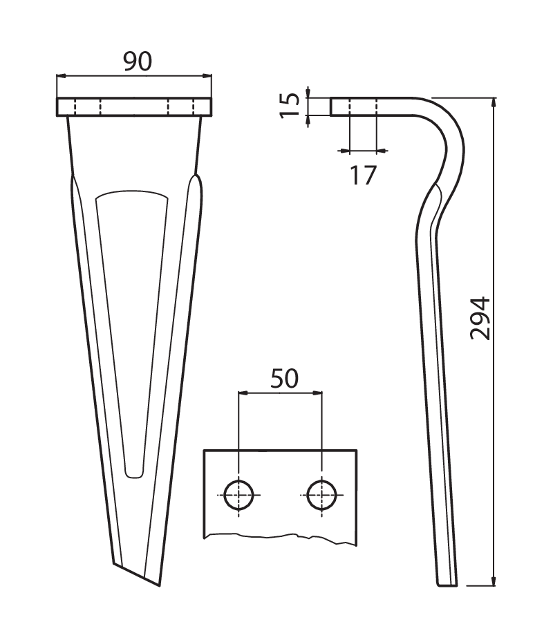 DER123D - MID-DX - Denti e coltelli per erpici rotanti