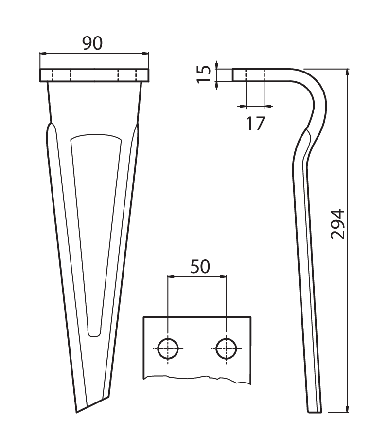 DER123S - MID-SX - Denti e coltelli per erpici rotanti