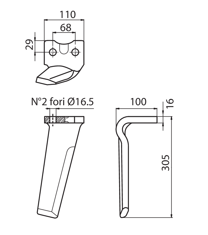 DER39D - MS/EP STAMPATO DX - Denti e coltelli per erpici rotanti