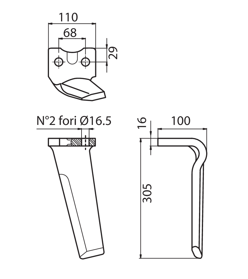 DER39S - MS/EP STAMPATO SX - Denti e coltelli per erpici rotanti
