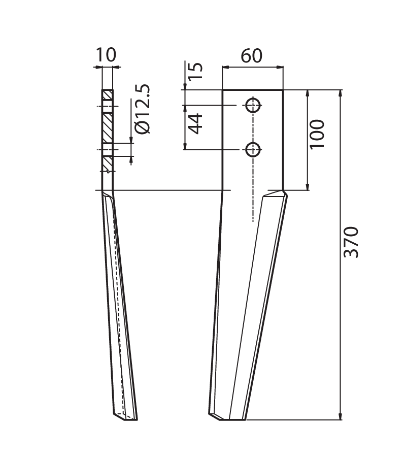DER48D - HB - LUNGO - DX - Denti e coltelli per erpici rotanti