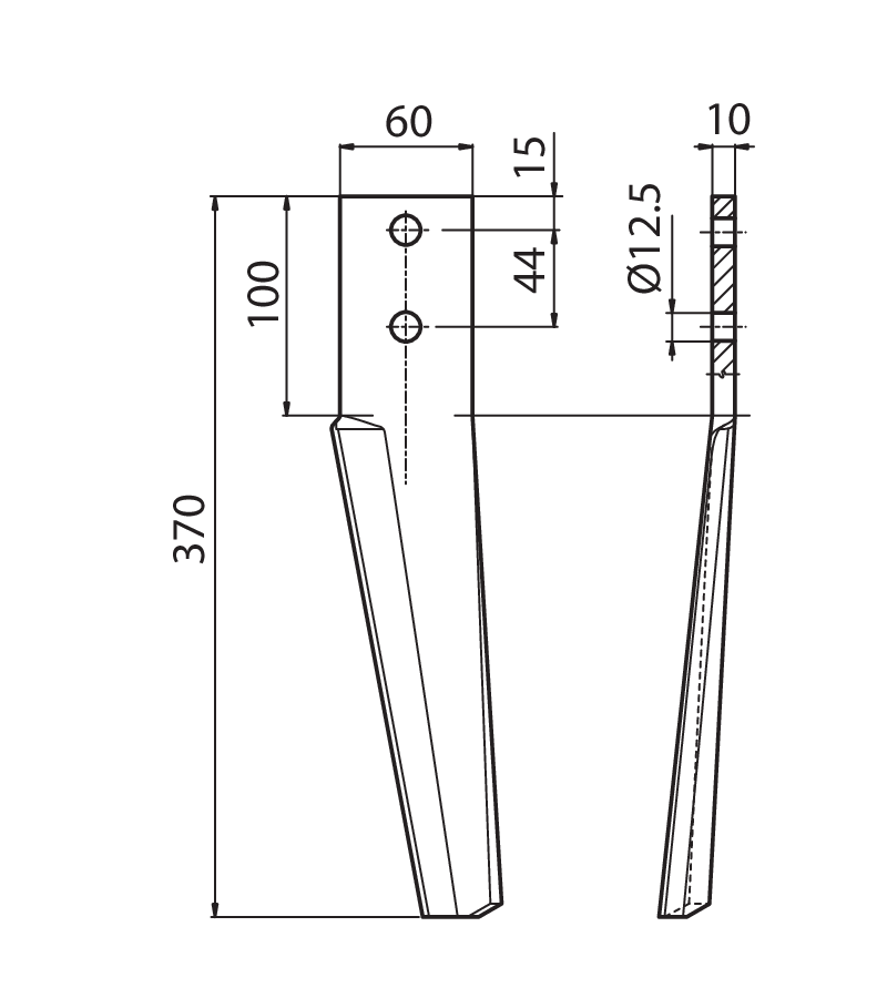 DER48S - HB - LUNGO - SX - Denti e coltelli per erpici rotanti