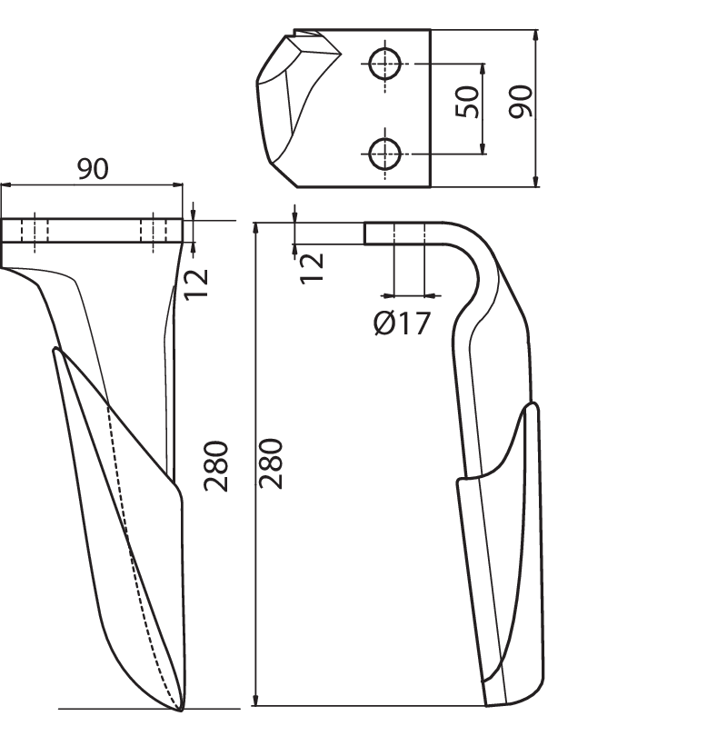 DER51RS - DC GABBIANO - FALCO - CON RIPORTO SX - Denti e coltelli per erpici rotanti