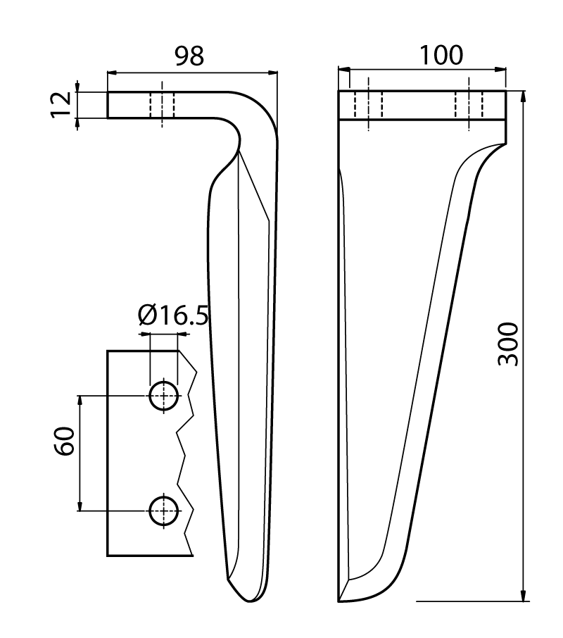 DER52D - MS/BRV DX - Denti e coltelli per erpici rotanti