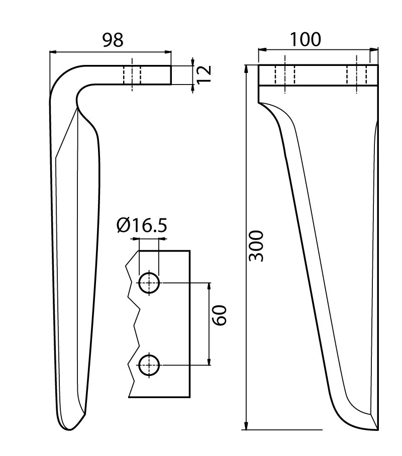 DER52S - MS/BRV SX - Denti e coltelli per erpici rotanti