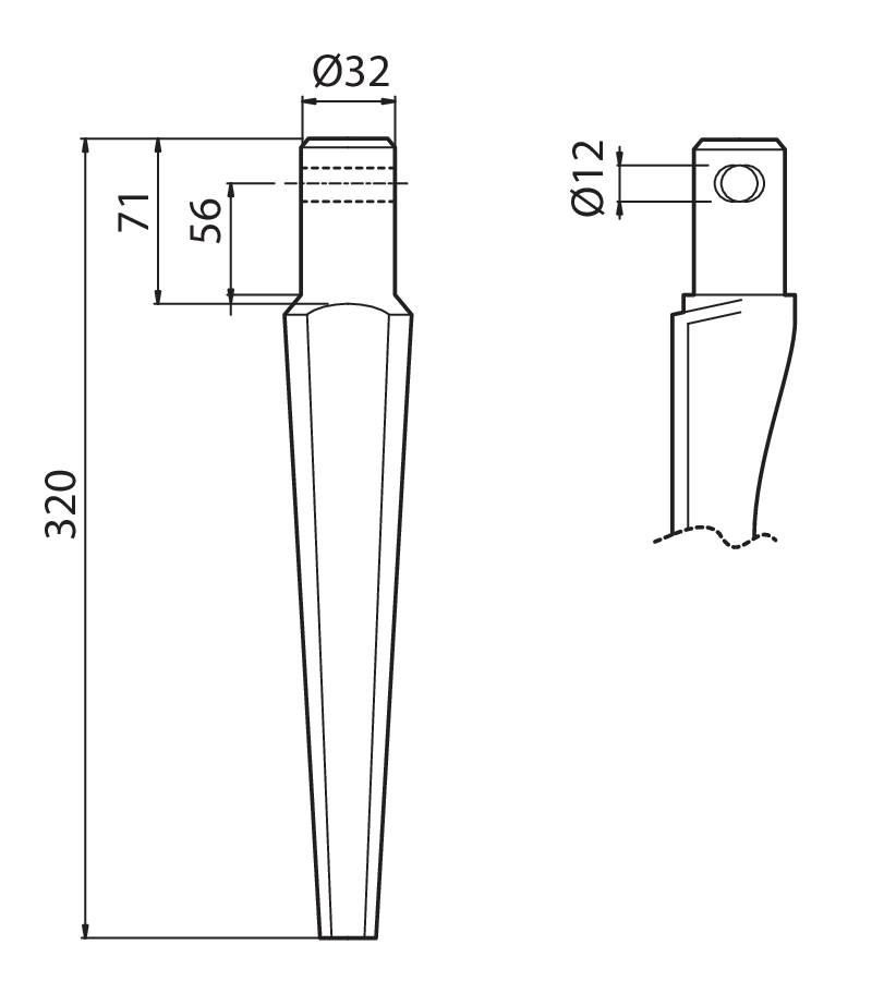 DER62 - VORTICO RD 0061 00 - Denti e coltelli per erpici rotanti