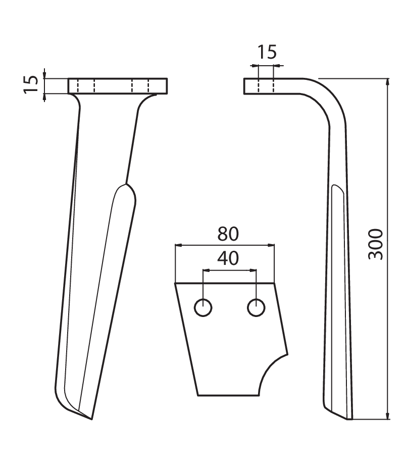 DER65D - KG26 / KG28 - DX - Denti e coltelli per erpici rotanti