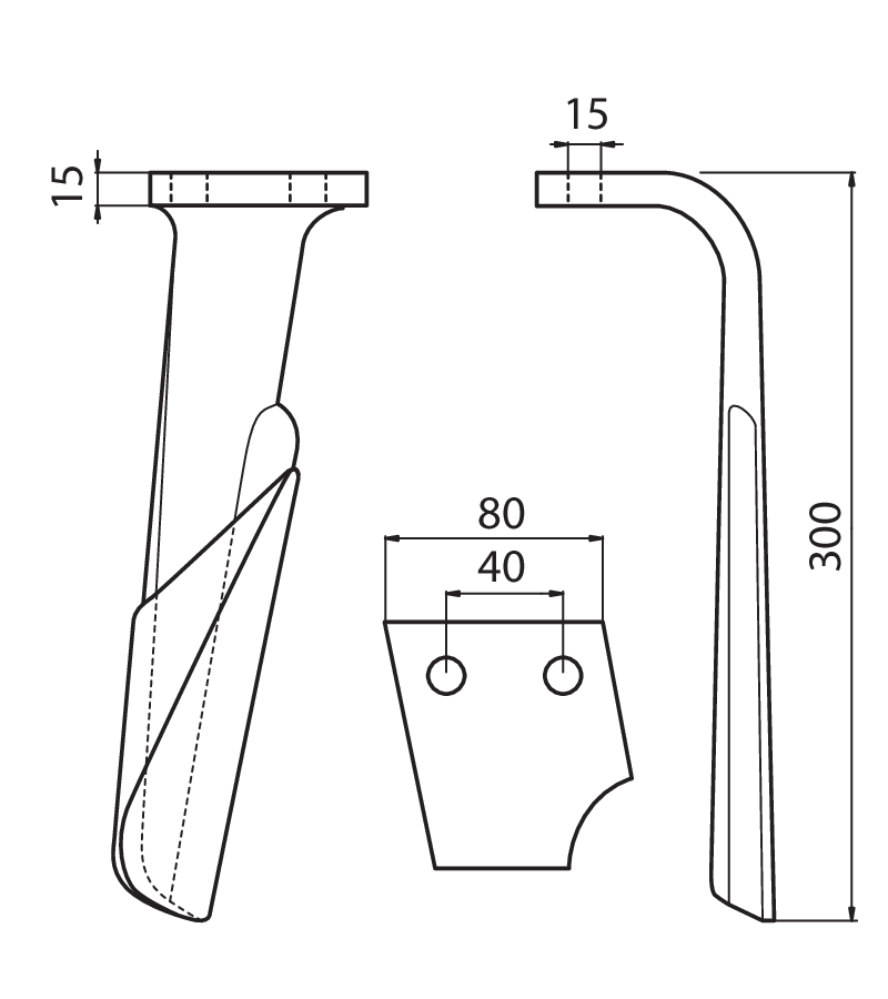 DER65RD - KG26 - KG28 CON RIPORTO DX - Denti e coltelli per erpici rotanti