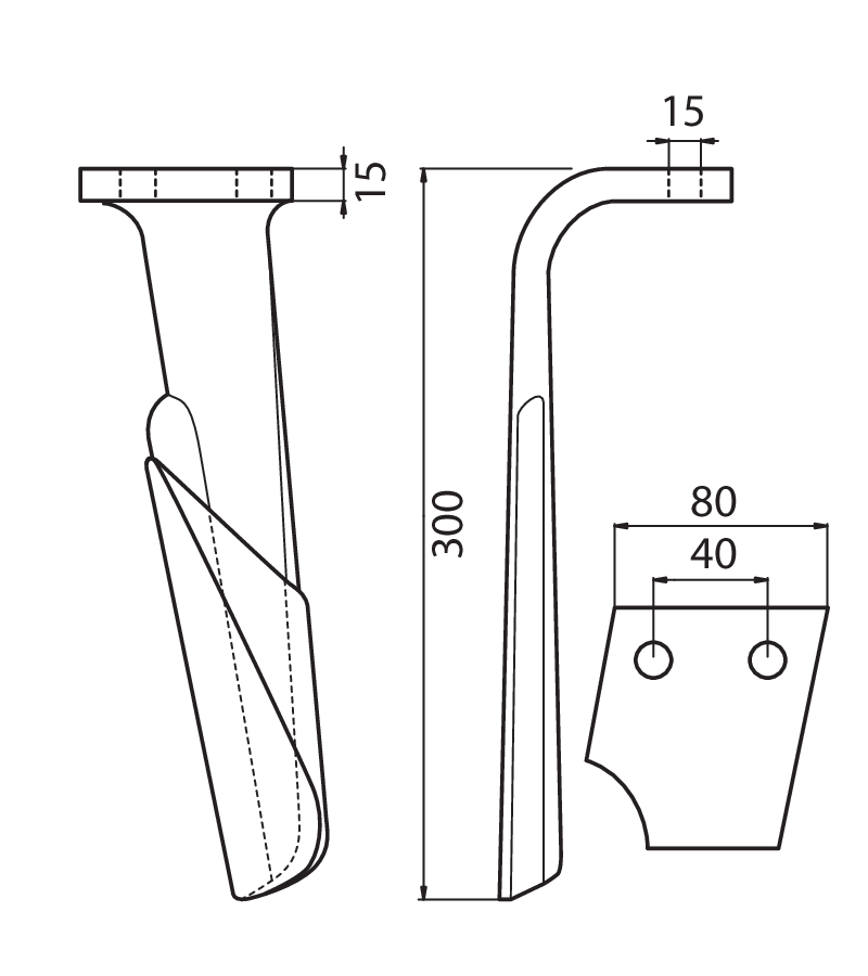 DER65RS - KG26 - KG28 CON RIPORTO SX - Denti e coltelli per erpici rotanti