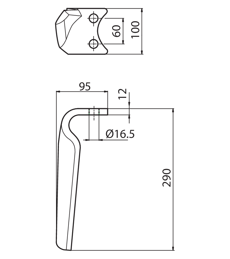 DER86D - C - DX - Denti e coltelli per erpici rotanti