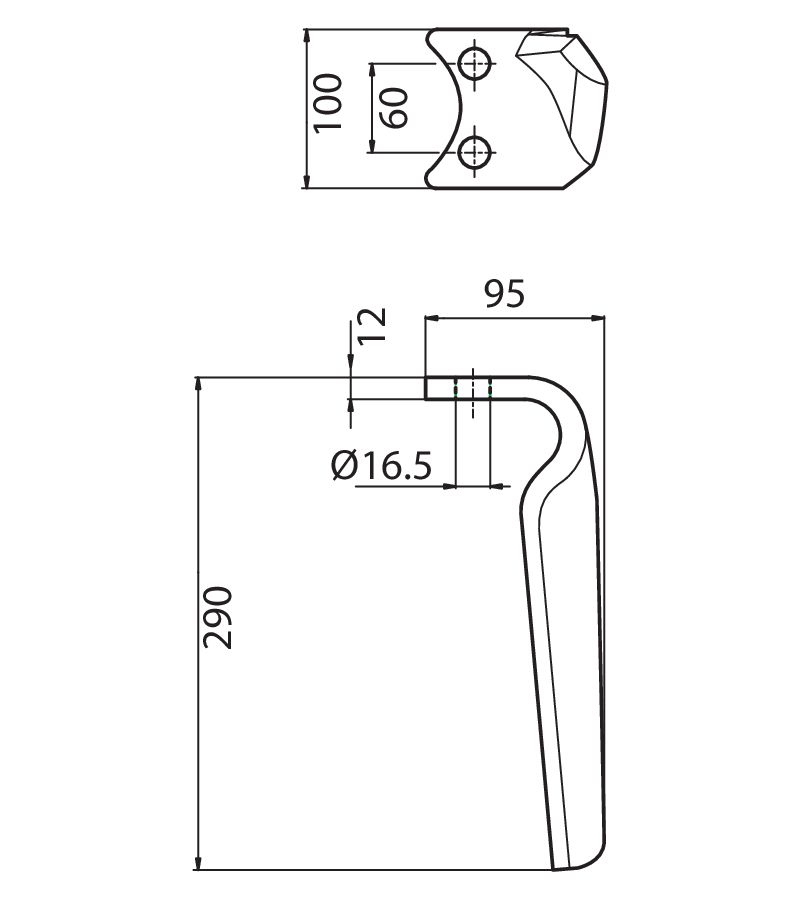 DER86S - C - SX - Denti e coltelli per erpici rotanti