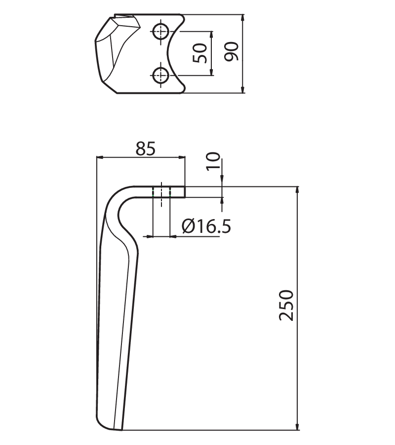 DER92D - RA2  DX - Denti e coltelli per erpici rotanti