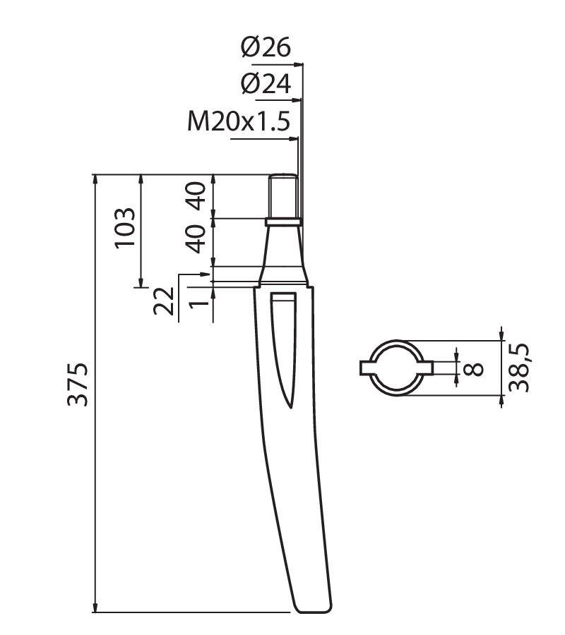 DER94D - CONICO A COLTELLO - DX - Denti e coltelli per erpici rotanti