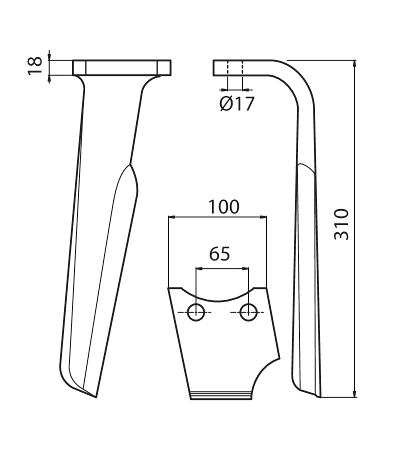 DER95D - KG41 - SKE DX - Denti e coltelli per erpici rotanti