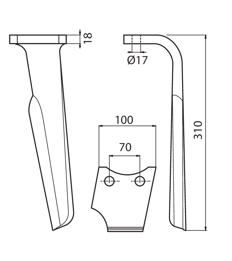 DER95S - KG41 - SKE SX - Denti e coltelli per erpici rotanti