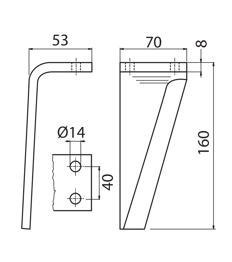 DLM03S - DENTE SX - Denti e coltelli per erpici rotanti