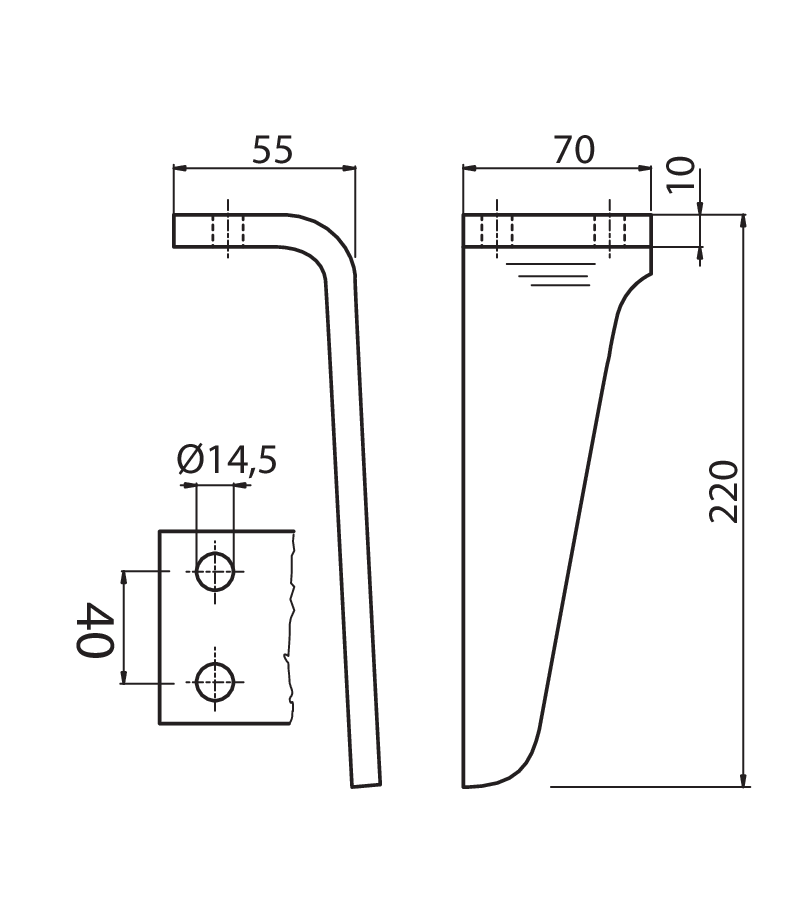 DLM04D - DENTE DX - Denti e coltelli per erpici rotanti