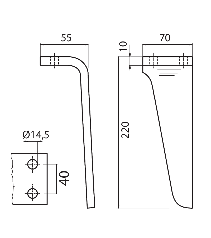 DLM04S - DENTE SX - Denti e coltelli per erpici rotanti