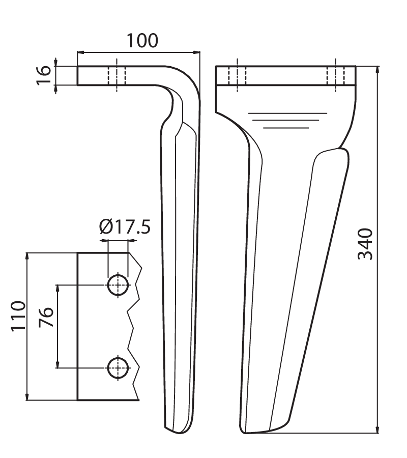 DOW01D - DX - Denti e coltelli per erpici rotanti