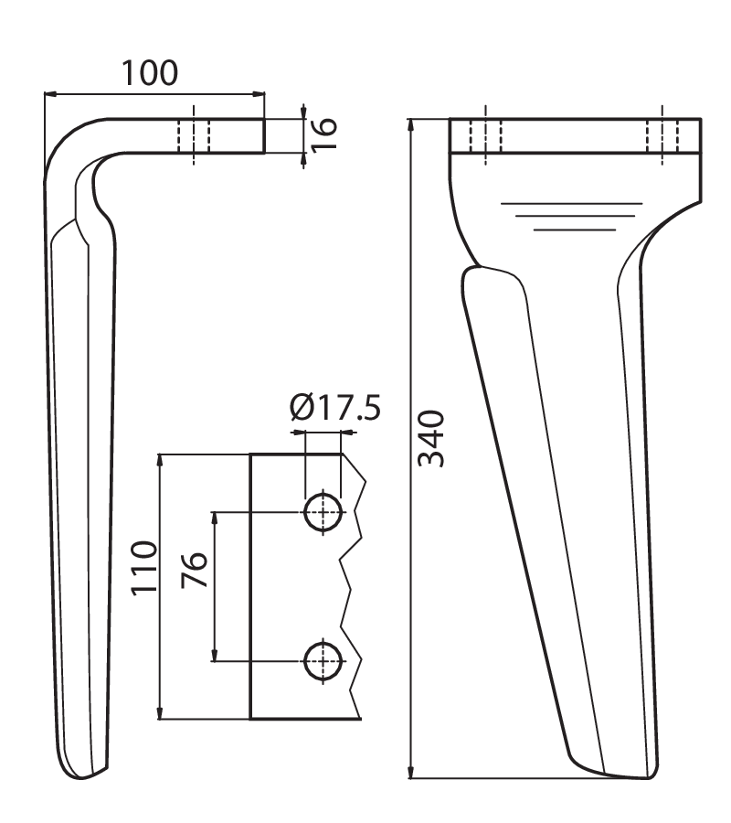 DOW01S - SX - Denti e coltelli per erpici rotanti