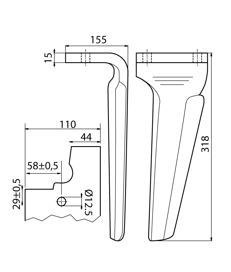 FRB04D - DENTE ATTACCO RAPIDO DX - Denti e coltelli per erpici rotanti
