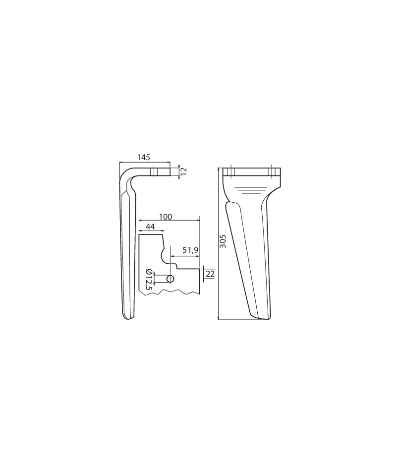 FRB05S - DENTE ATT. RAPIDO LEGGERO SX - Denti e coltelli per erpici rotanti
