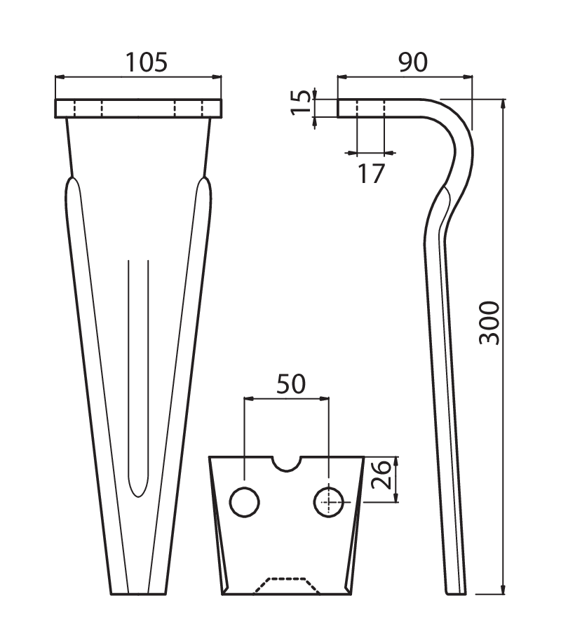 FRG01 - F 130 - Denti e coltelli per erpici rotanti