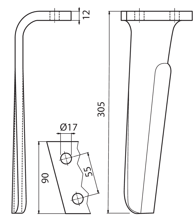 FRN05D - DENTE DX - Denti e coltelli per erpici rotanti