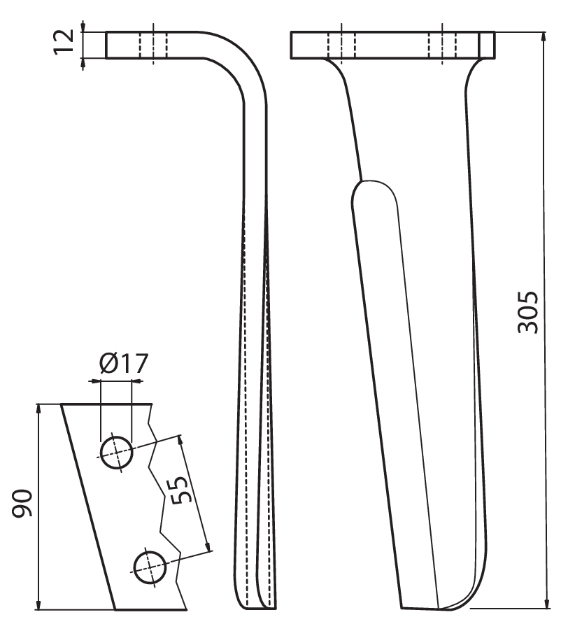 FRN05S - DENTE SX - Denti e coltelli per erpici rotanti